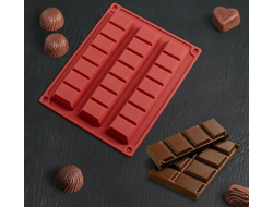 Форма силиконовая для льда и шоколада 21 ячейка 21х16,5х1,8 см (18х4 см) &quot;Плитка шоколада&quot;