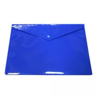 Папка-конверт с кнопкой А4, 0,16мм, синяя, FO21611