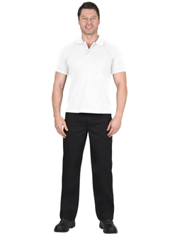Рубашка-поло короткие рукава белая, рукав с манжетом, пл. 180 г/кв.м.