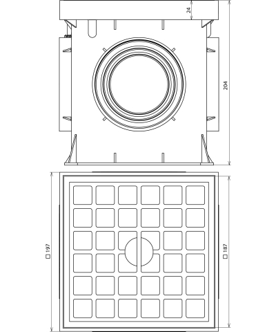 549051 Пластиковый смотровой колодец для подземного монтажа тип UF, без разделительной клеммы  197x197x204 мм