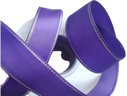 Репсовая лента с люрексом,  цвет фиолетовый,  ширина 25 мм, цена за 1 м