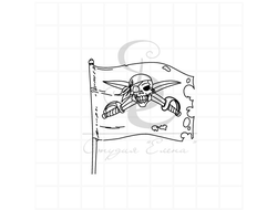 Штамп пиратский флаг с черепом и ножами