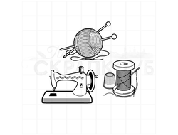Штамп для скрапбукинга  картинки для тегов с нитками, клубком и швейной машиной
