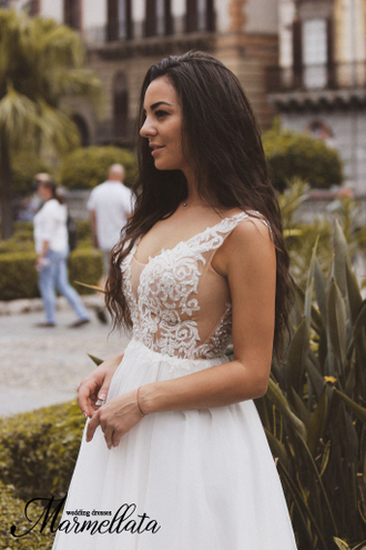 Свадебное белое платье с бисером на спине "Sirakuza"  прокат Уфа