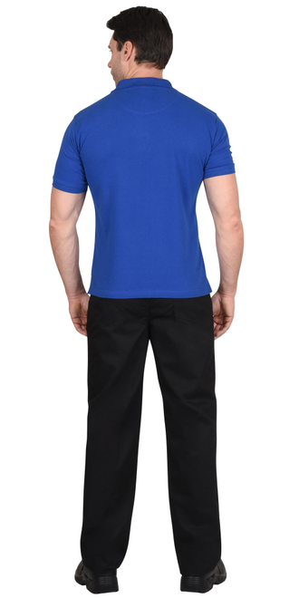 Рубашка-поло короткие рукава васильковая, рукав с манжетом, пл. 180 г/кв.м.