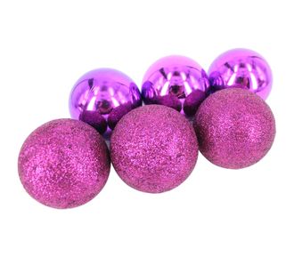 Шары елочные фиолетовые 5 см, набор 6 шт.