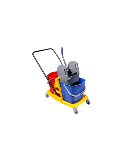 Тележка уборочная двухведерная 2*23 л рама пластик с отжимом H0208