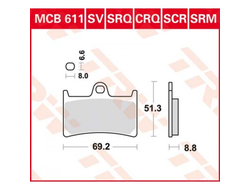 Тормозные колодки TRW MCB611SV для Yamaha (Sinter Street SV)