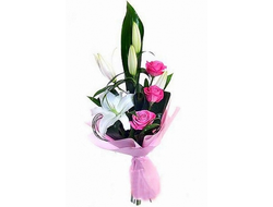 Букет из трех Роз и Лилий