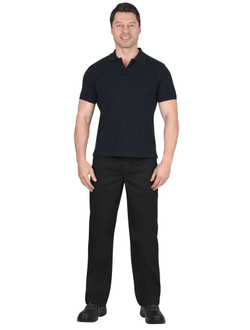 Рубашка-поло короткие рукава т-синяя, рукав с манжетом, пл. 180 г/кв.м.