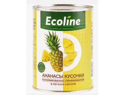 Ананасы кусочки консервированные в сиропе "Ecoline" 565/340 г