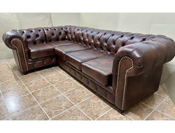 Новый финский угловой кожаный диван-кровать Chesterfied