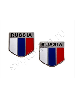 Шильдики с Российским флагом на задние стойки Volvo XС60, алюминиевые