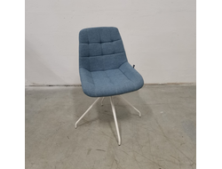 Обеденный стул Николь голубая рогожка на метал.основании белого цвета