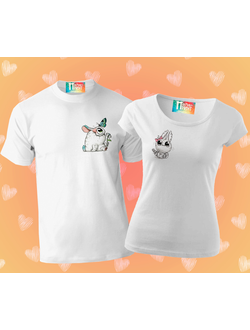 Парные футболки "Влюбленные зайчики"