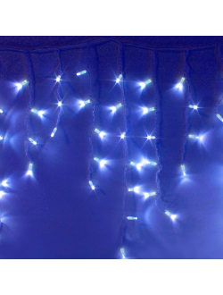 Гирлянда "Бахрома" 208 светодиодов, 4х0.8 м, 40 нитей, белый провод, уличная, синий