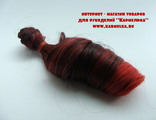 Волосы №2-14 локоны, длина волос 15см, длина тресса около 1м, цвет черный с красными кончиками - 160р/шт