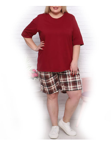 Женский костюм  с шортами большого размера арт. 20850-2665 (цвет бордо) Размеры 66-80