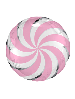 Фольгированный шар с гелием "Карамель" розовый/серебро 45 см