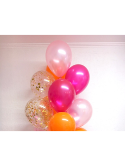 оранжевые и розовые воздушные шары краснодар