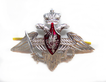 Эмблема на тулью металлическая МО РФ для гражданских служащих, серебро