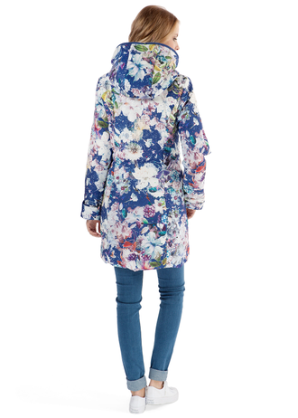 Куртка демис. 2в1 "Оливия" белые цветы на синем