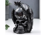 Плазменный шар &quot;Дракон и череп&quot; черный с серебряной патиной 15х15х17,5 см