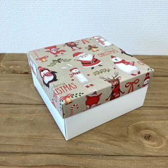 Коробка подарочная ВЫСОКАЯ 2П-В 7 см БЕЗ ОКНА (18*11* выс 7 см), Дед мороз на Сером