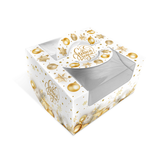 Коробка под бенто-торт с окном &#039;Новогодние мечты&quot;, 14*14*8