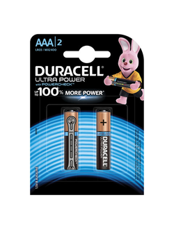 Батарейки DURACELL Ultra Power, AAA (LR03, 24А), алкалиновые, КОМПЛЕКТ 2 шт., в блистере
