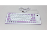 Клавиатура USB силиконовая без русских букв на клавишах бело-фиолетовая (гарантия 14 дней)