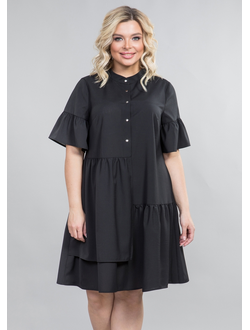 Многослойное летнее платье НВ 1247 черный (46-60)