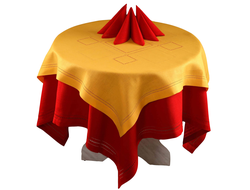 Комплект льняного столового белья "Колокольчик" - прямоугольная скатерть с вышивкой 140*210 см и салфетки 6 шт.