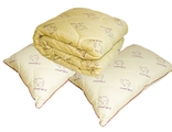 Комплект верблюжья шерсть тик «Двухспалка тик всесезонный» 2 подушки (50Х70) тик + 2-х спальное одеяло (172Х205) тик всесезонное