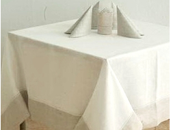 Белая прямоугольная льняная скатерть 170х310 см для широкого прямоугольного или овального стола
