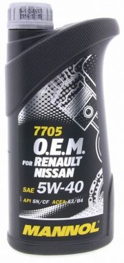 07978 Масло моторное Mannol 7705 О.Е.М. for Renault Nissan  SAE 5W-40  1 л. синтетическое