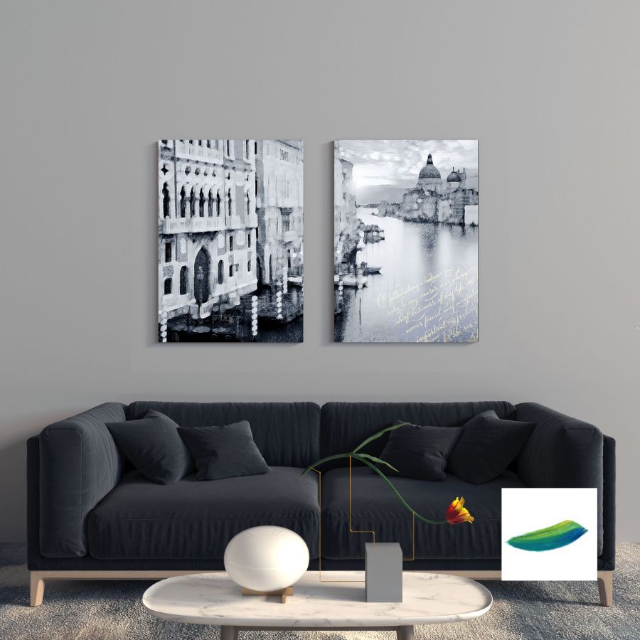 Постер "Гранд-Канал в Венеции" с элементами каллиграфии и постер "Палаццо в Венеции" 