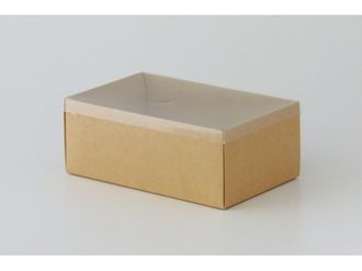 Коробка подарочная ВЫСОКАЯ 2П-В с Прозрачной крышкой (18*11* выс 7 см), Крафт