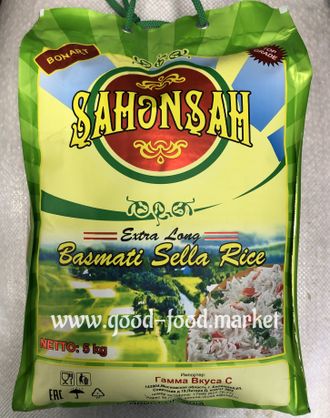 Рис пропаренный Басмати экстра Селла (Basmati Sella Rice), 5 кг, Sahansan, Индия