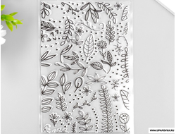 Штамп для творчества силикон "Листья и цветы" 16 х 11 см