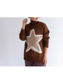 Жаккардовый свитер со звездой (шоколад)