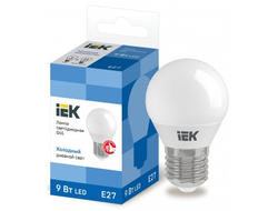 Лампа светодиодная IEK шар G45 E27 9W(810lm) 6500К 6K ECO LLE-G45-9-230-65-E27