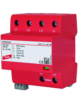 941405 Комбинированное УЗИП класса I+II DEHNshield для трехфазных систем TNS с контактом для удаленной сигнализации