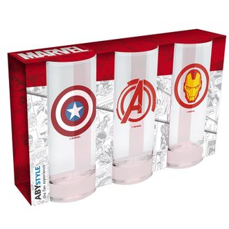 Бокал ABYstyle: MARVEL: Avengers Captain America &amp; Iron Man набор 3шт.
