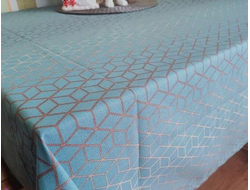Прямоугольная скатерть 140х250 см с водоотталкивающей пропиткой на кухонный стол голубая бирюза