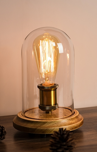 Винтажная настольная лампа со стеклянной колбой