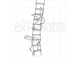 Штамп зайчишки на веревочной лестнице