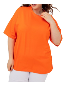 Женская свободная футболка БОЛЬШОГО размера Арт. 153736-043 (цвет оранжевый) Размеры 54-80