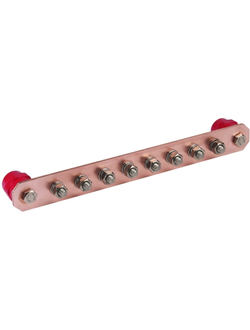 472227 Шина уравнивания потенциалов в пром. исполнении 8 подкл. S=200 мм² L = 365 мм Cu с изоляторами