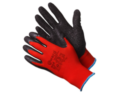 Красные нейлоновые перчатки с черным текстурированным латексом Red